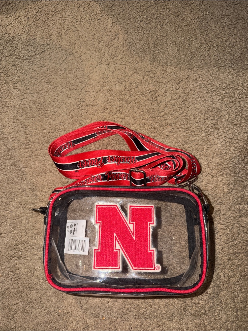 Nebraska Clear Crossbody Bag with Red N Patch